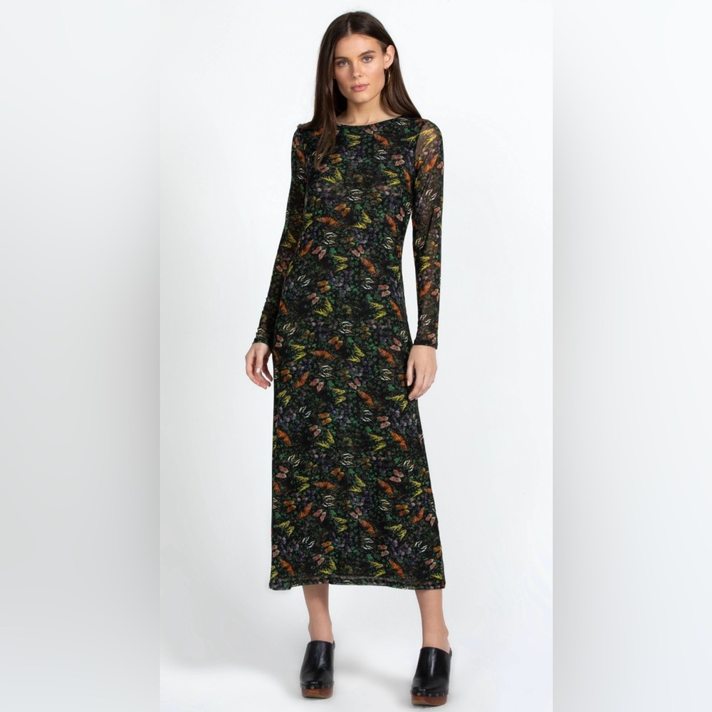 Johnny Was Mariposa Butterfly Long Sleeve Mesh Dress
